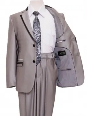 2 Button Kids Sizes Front Closure Boy's Suit Perfect for toddler Suit wedding attire outfits Silver