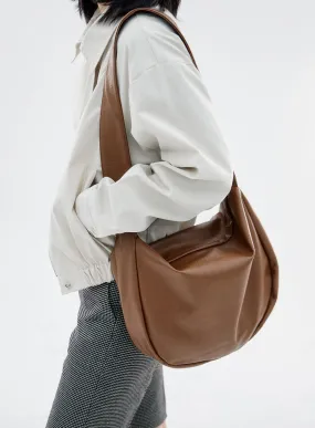 Basic Faux Leather Half Moon Cross Bag OO07