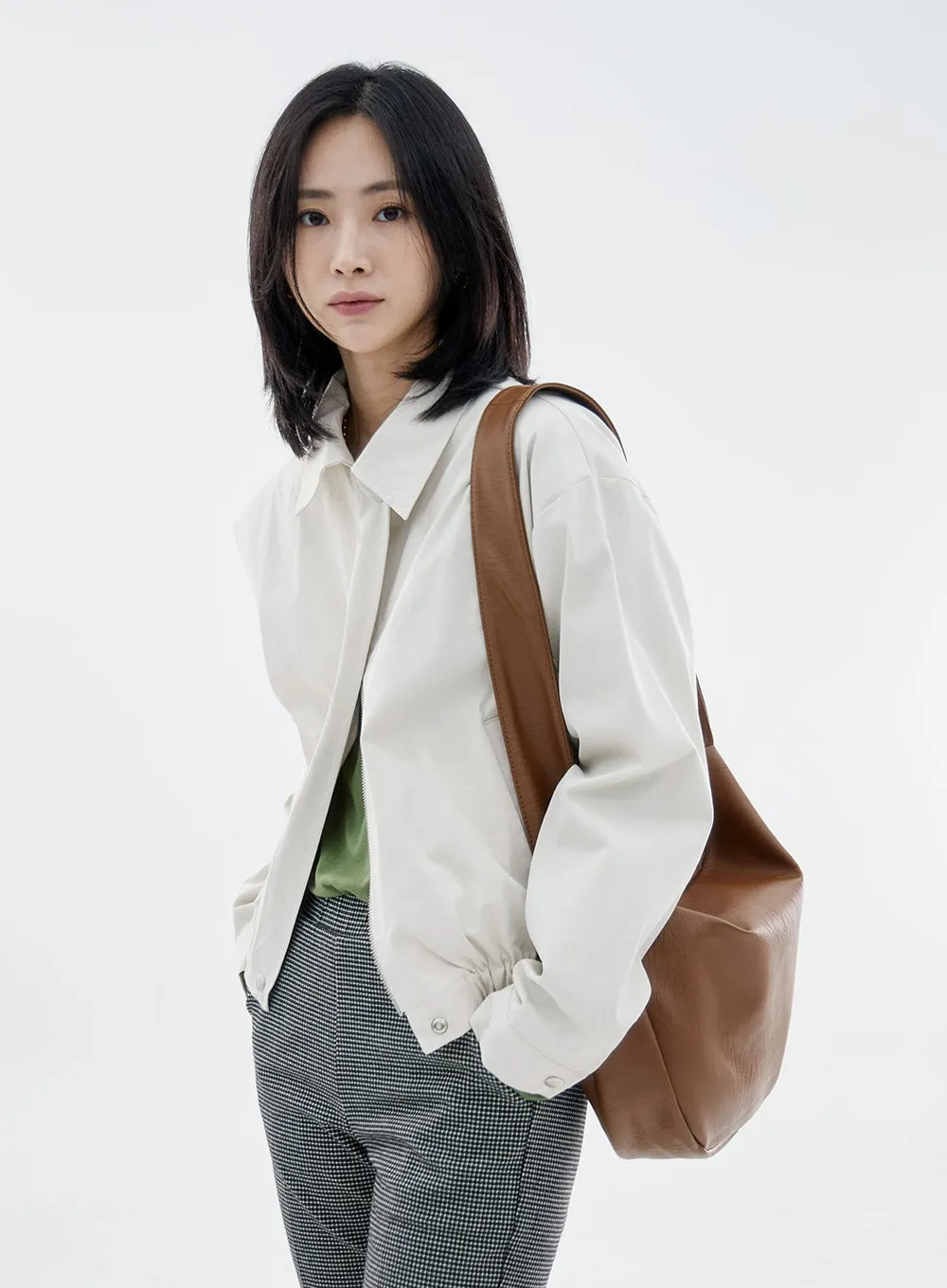Basic Faux Leather Half Moon Cross Bag OO07