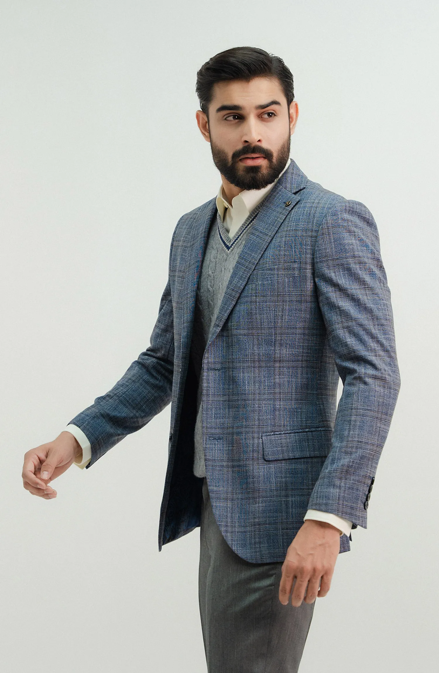 Check Textured Blazer
