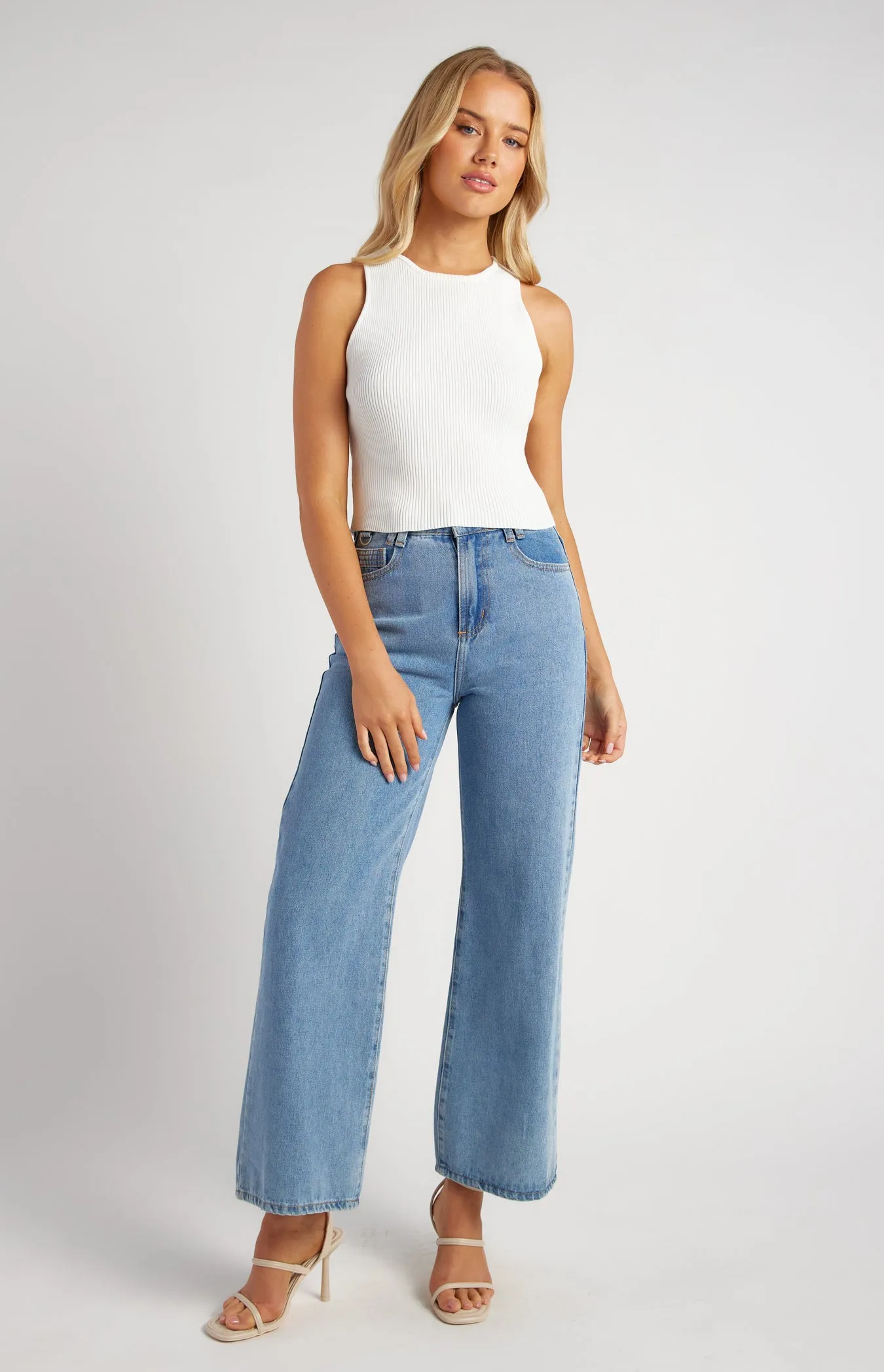 Clove Sleeveless Knit Top - White