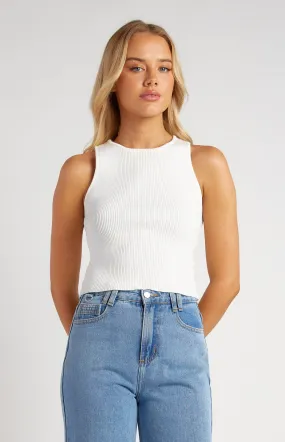Clove Sleeveless Knit Top - White