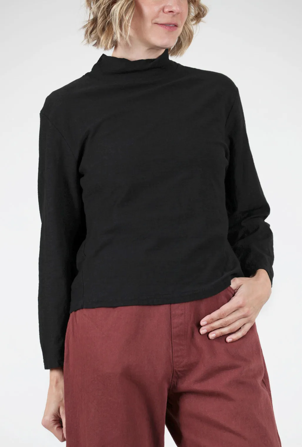 Comfy Mock-Neck Top, Black