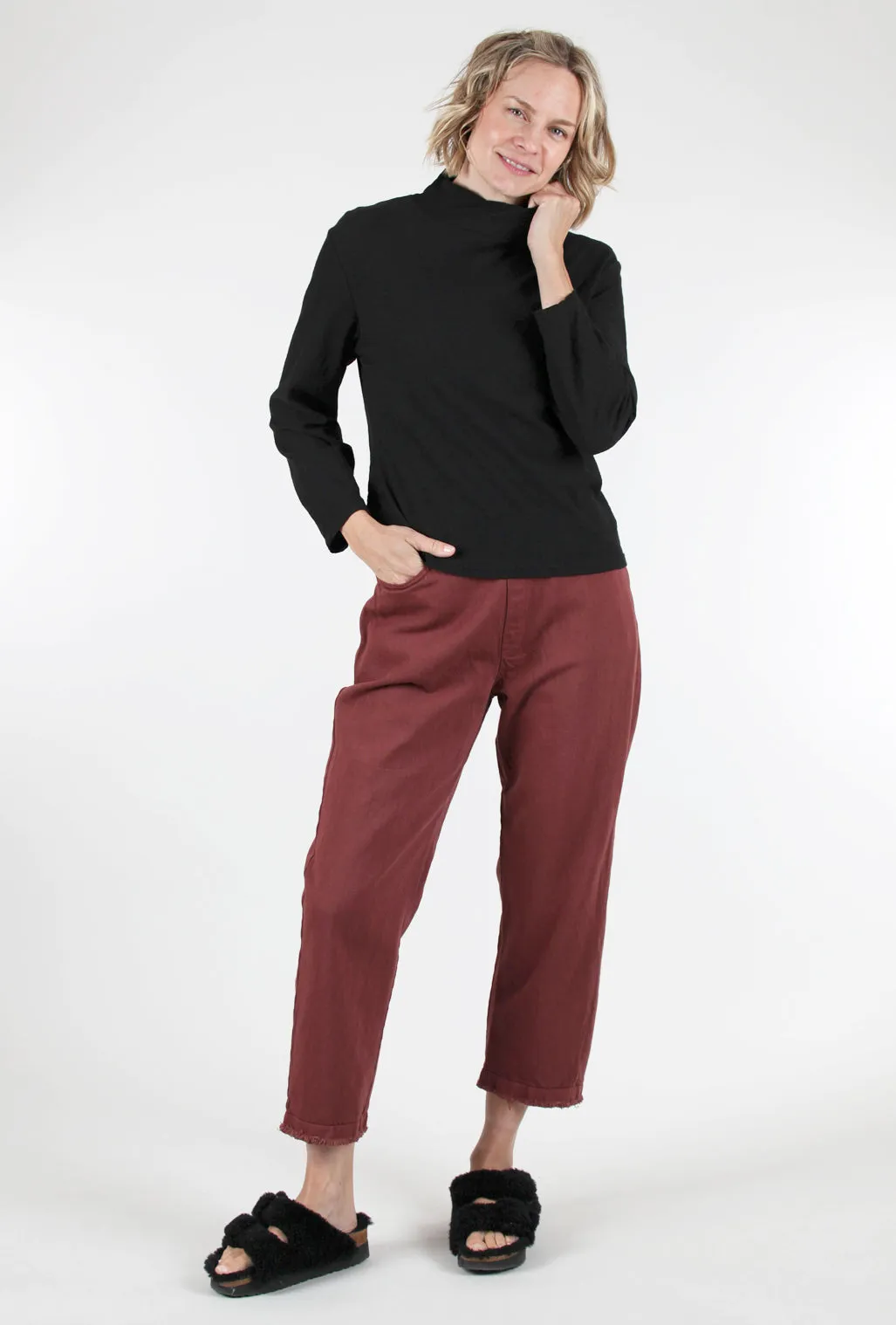 Comfy Mock-Neck Top, Black