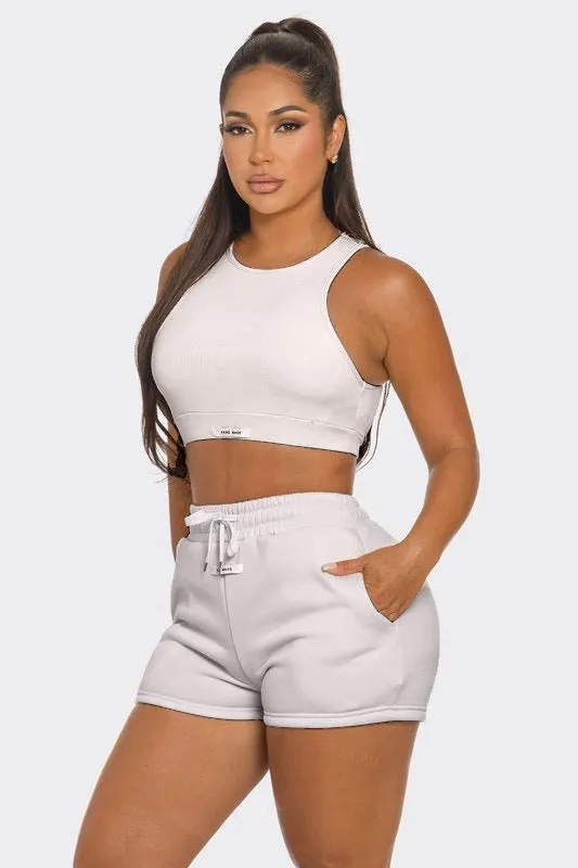 Coolin' Jogger Short Set - Crop Top & Shorts, Comfortable Fit, Versatile Style for Active Lifestyle
