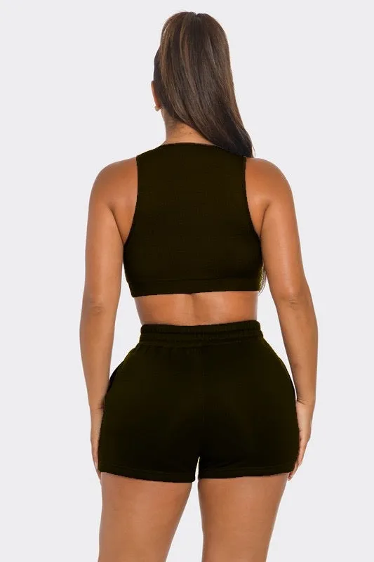 Coolin' Jogger Short Set - Crop Top & Shorts, Comfortable Fit, Versatile Style for Active Lifestyle