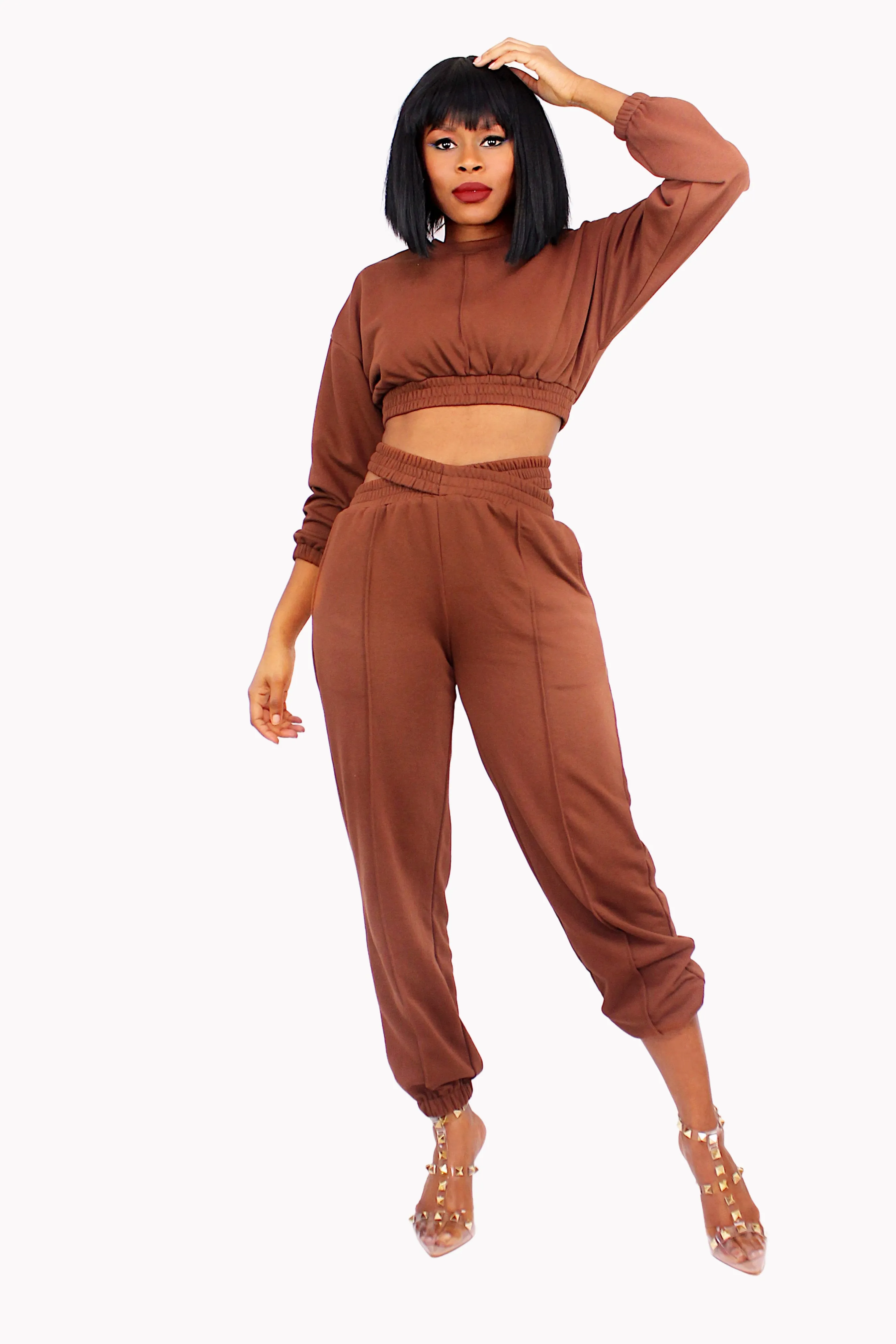 Crop top Chocolate jogger set
