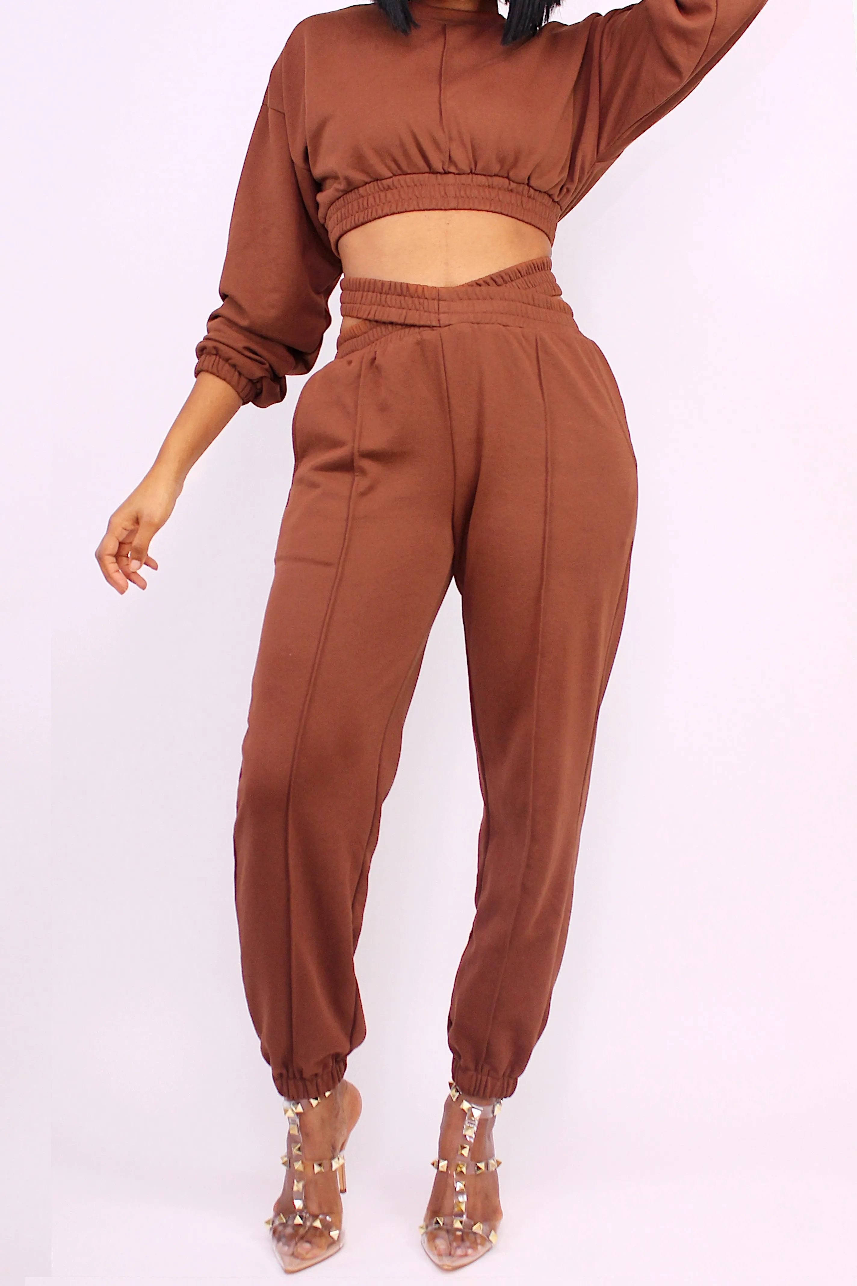Crop top Chocolate jogger set