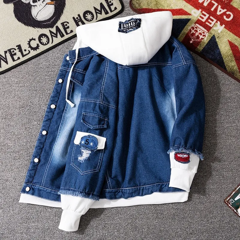 Denim Jacket Men's Street Casual Bomber Jacket Hoodies