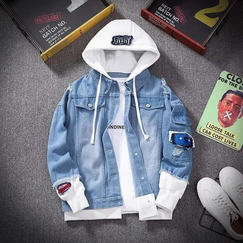 Denim Jacket Men's Street Casual Bomber Jacket Hoodies
