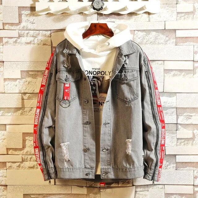 Denim Jacket Men's Street Casual Bomber Jacket Hoodies