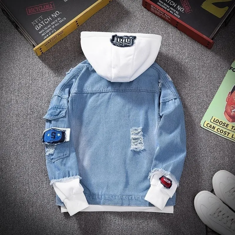 Denim Jacket Men's Street Casual Bomber Jacket Hoodies