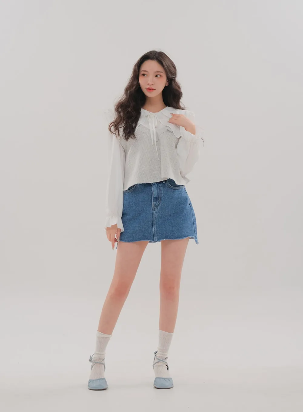 Double Frill Collar Blouse BM7