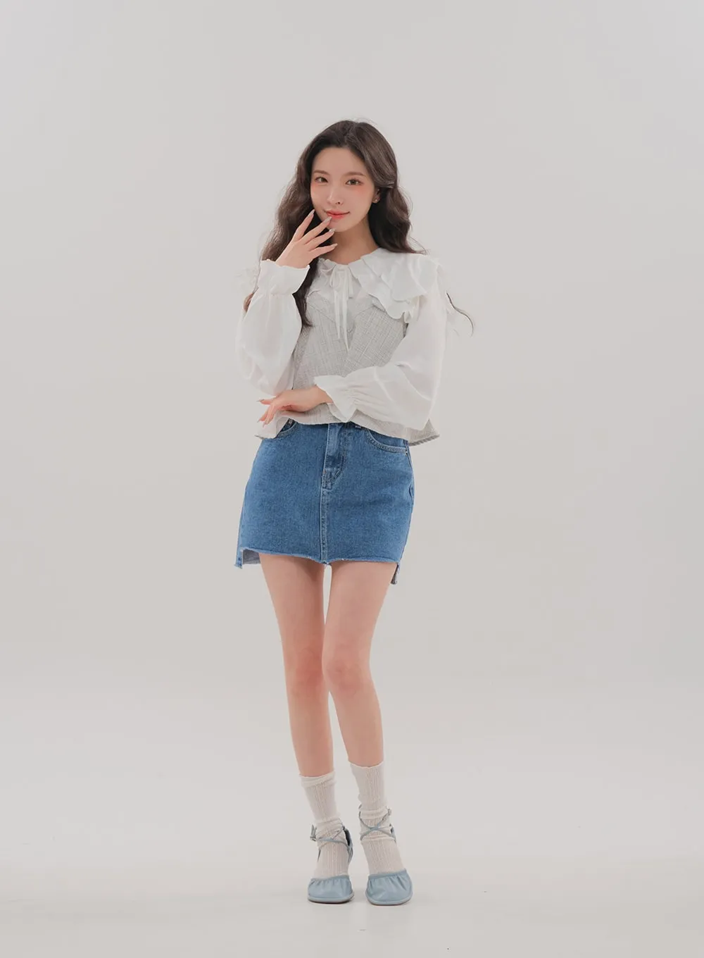 Double Frill Collar Blouse BM7