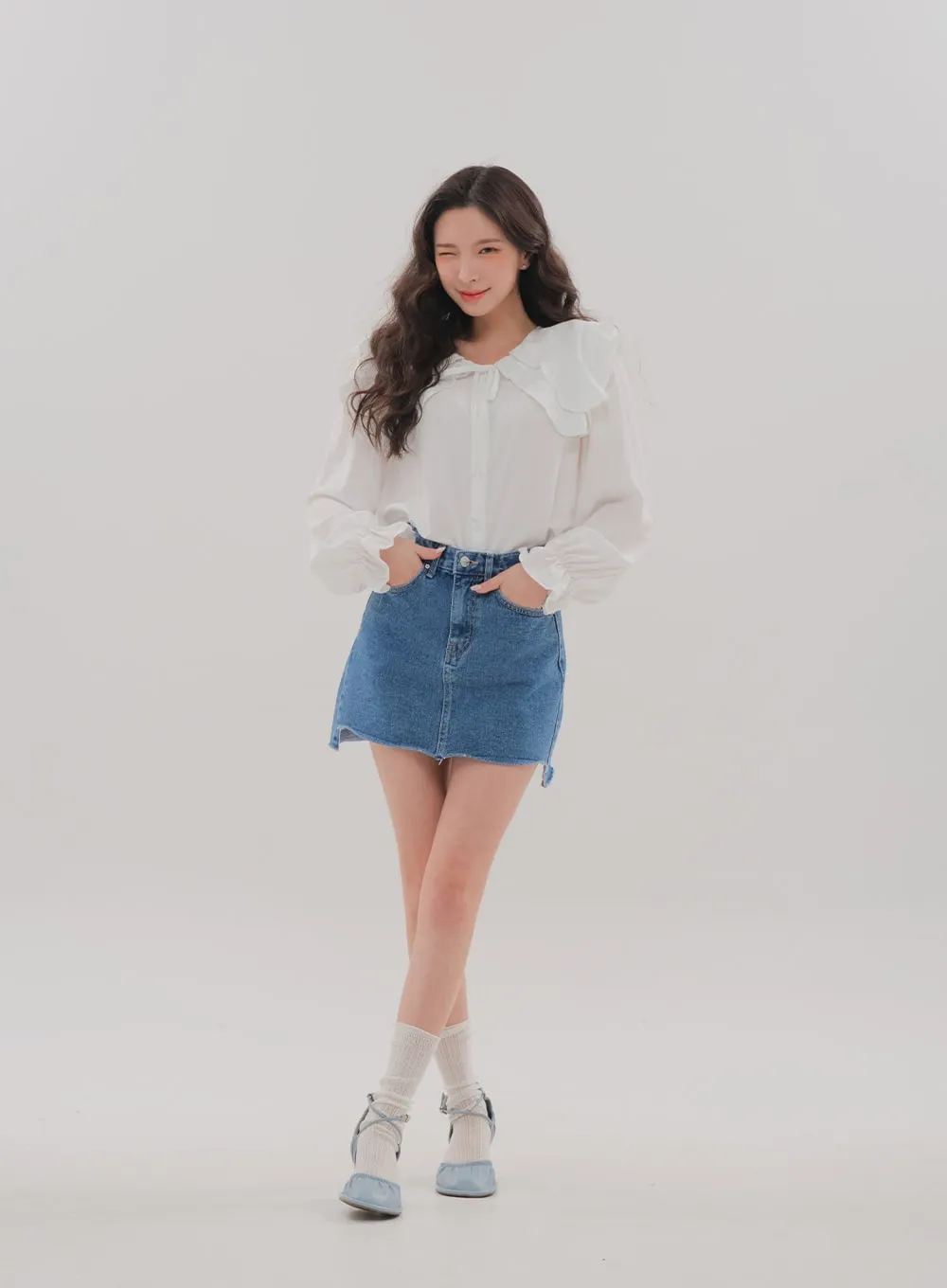 Double Frill Collar Blouse BM7