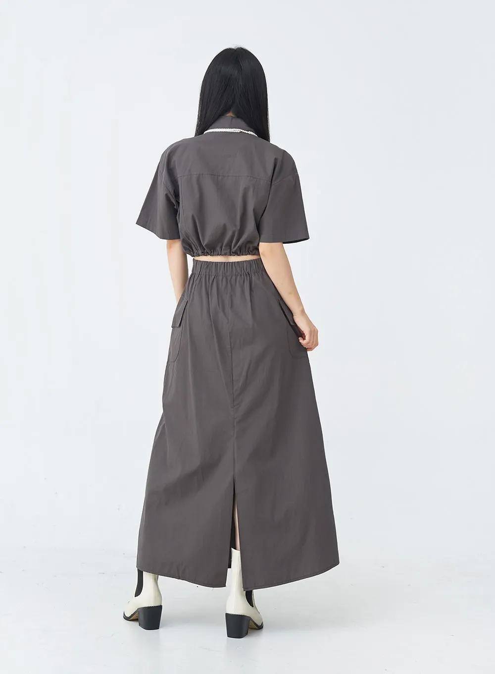 Drawstring Cropped Shirt UU1407