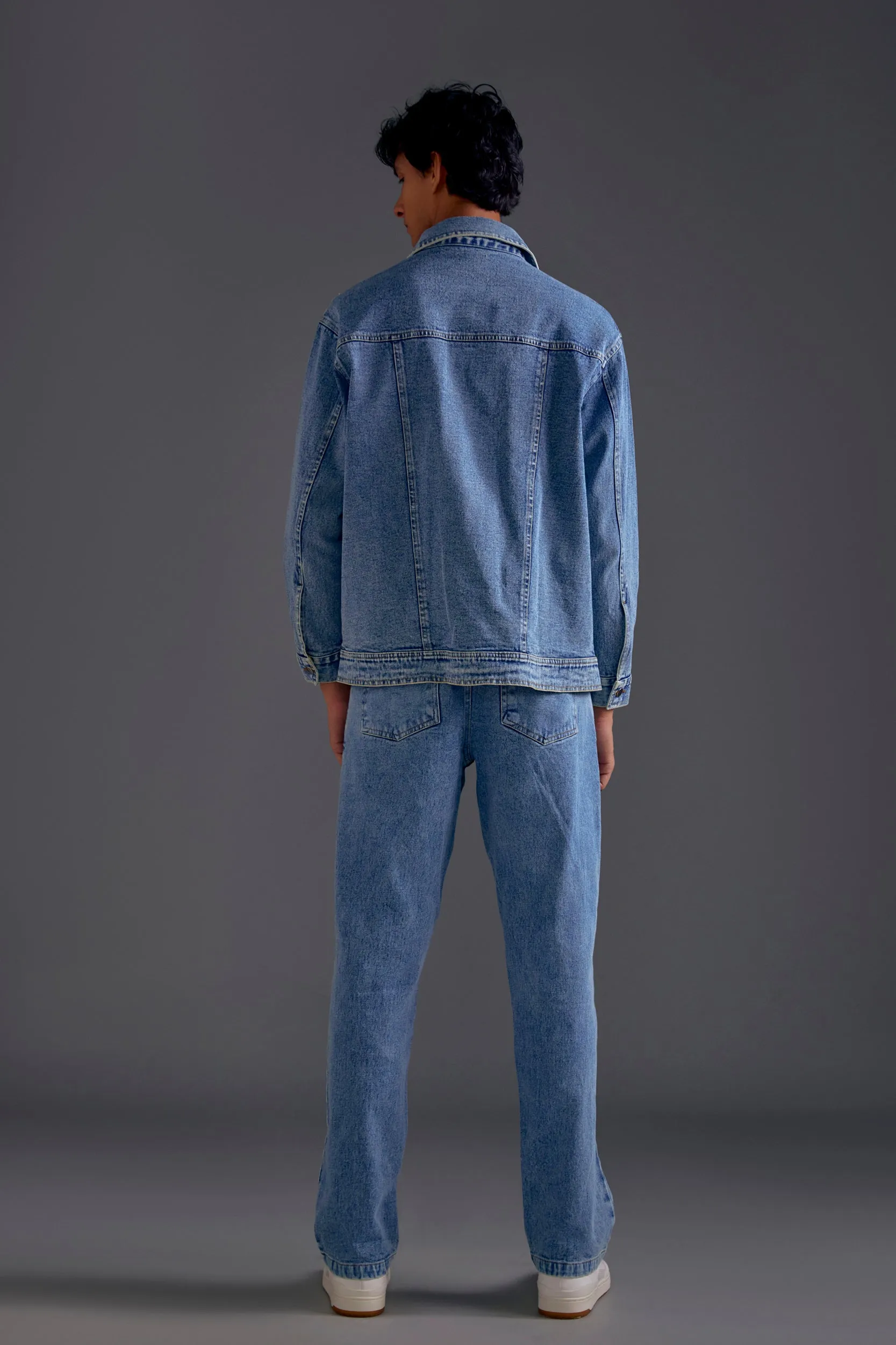 Embellished Denim Jacket and Knee-cut Jeans Set
