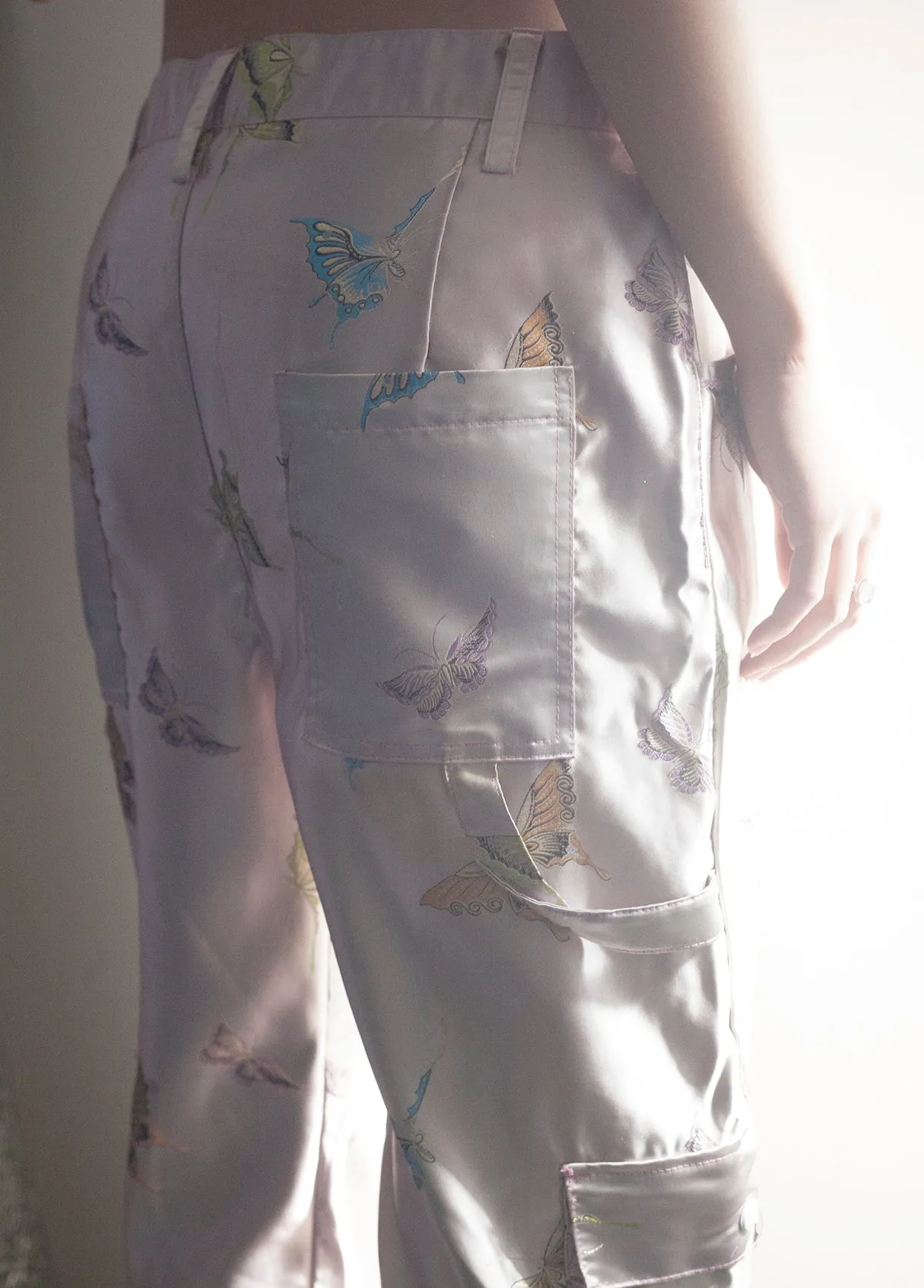 FL3X || pink butterfly brocade slacks