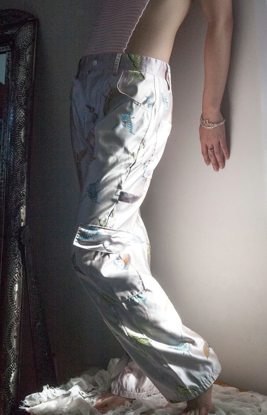 FL3X || pink butterfly brocade slacks