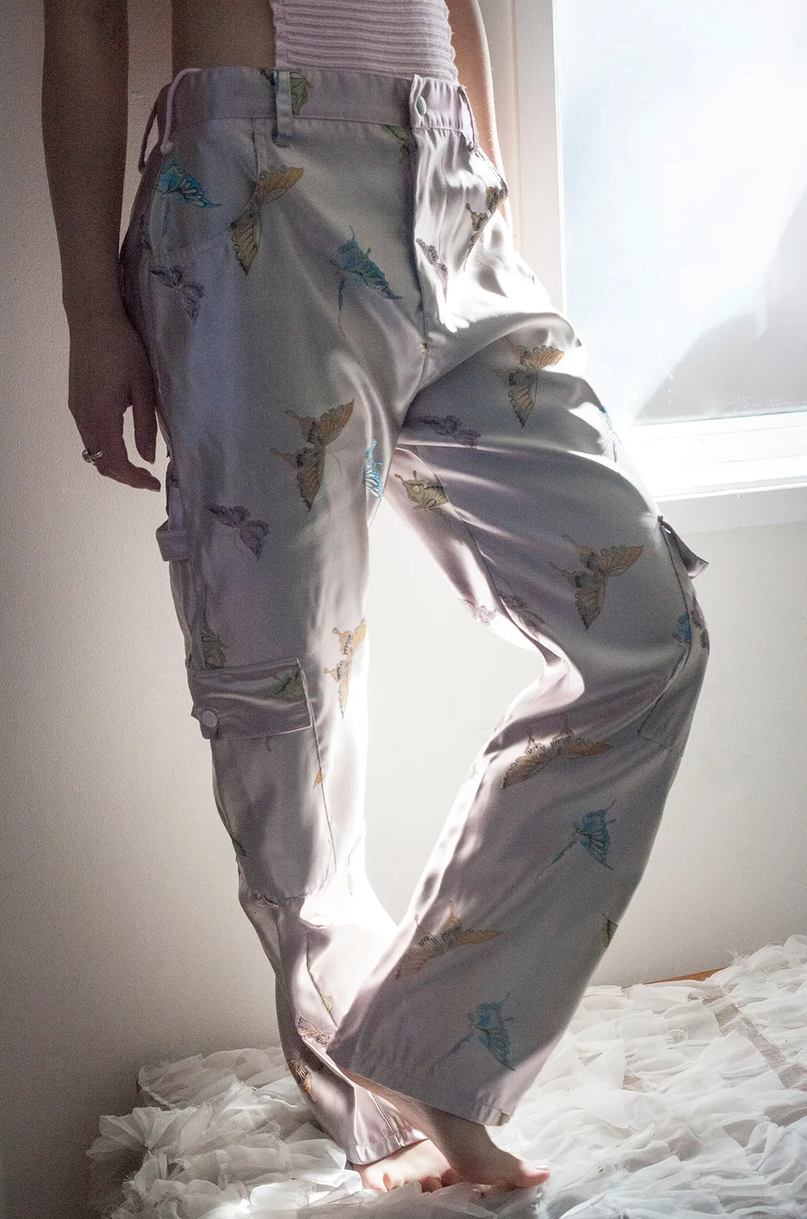 FL3X || pink butterfly brocade slacks