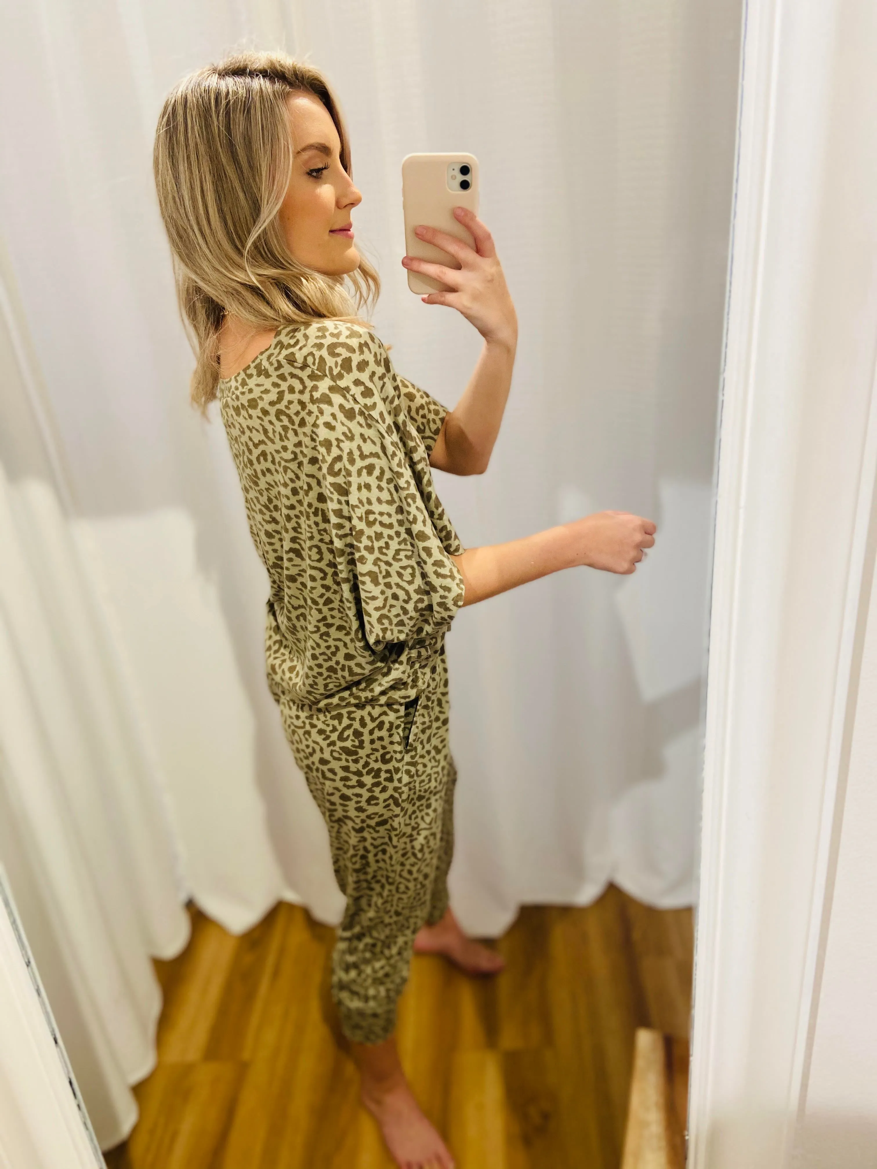 Leopard Olive Lounge Set