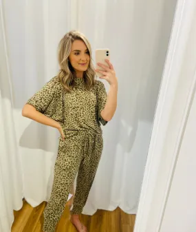 Leopard Olive Lounge Set