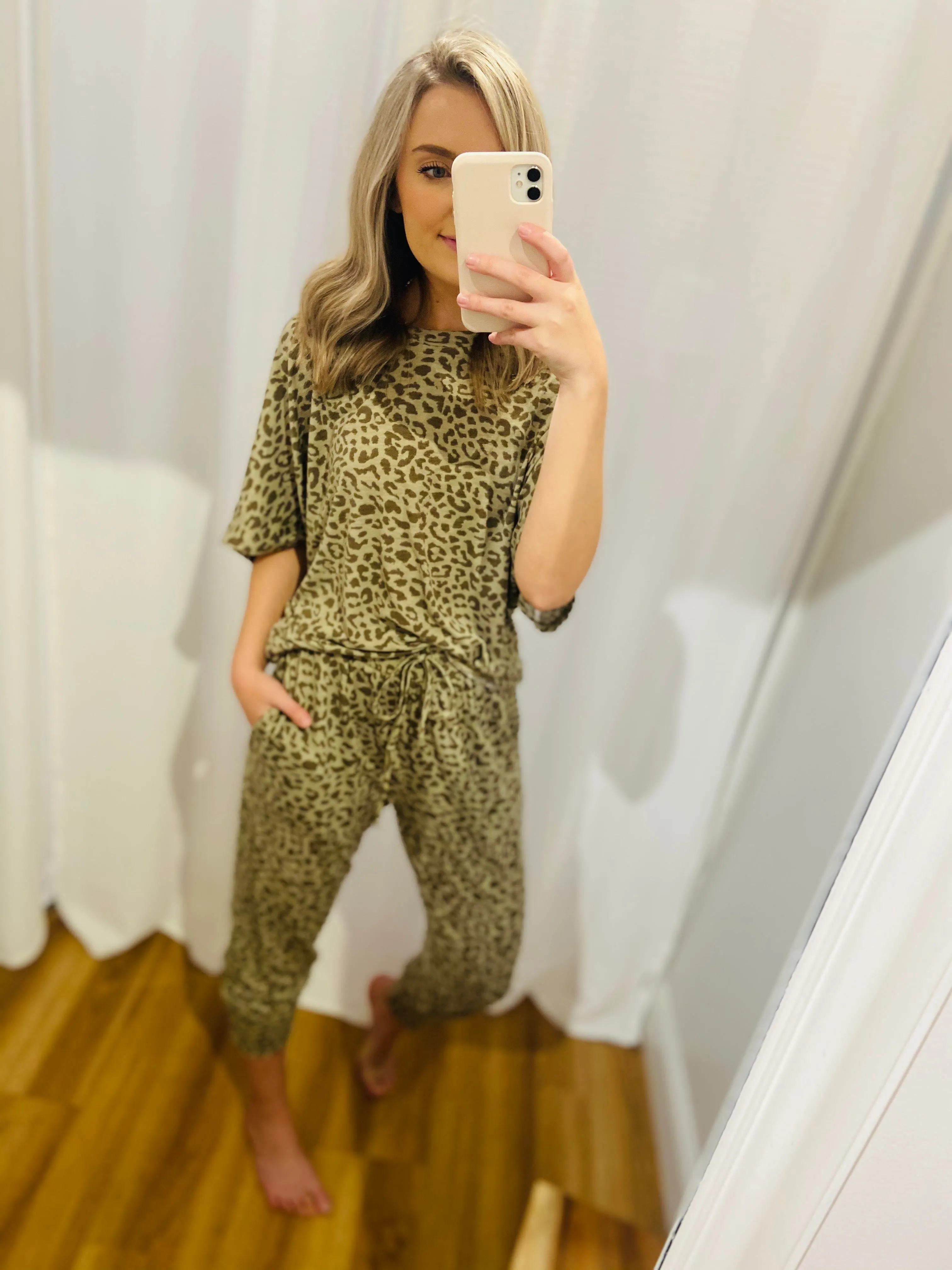 Leopard Olive Lounge Set