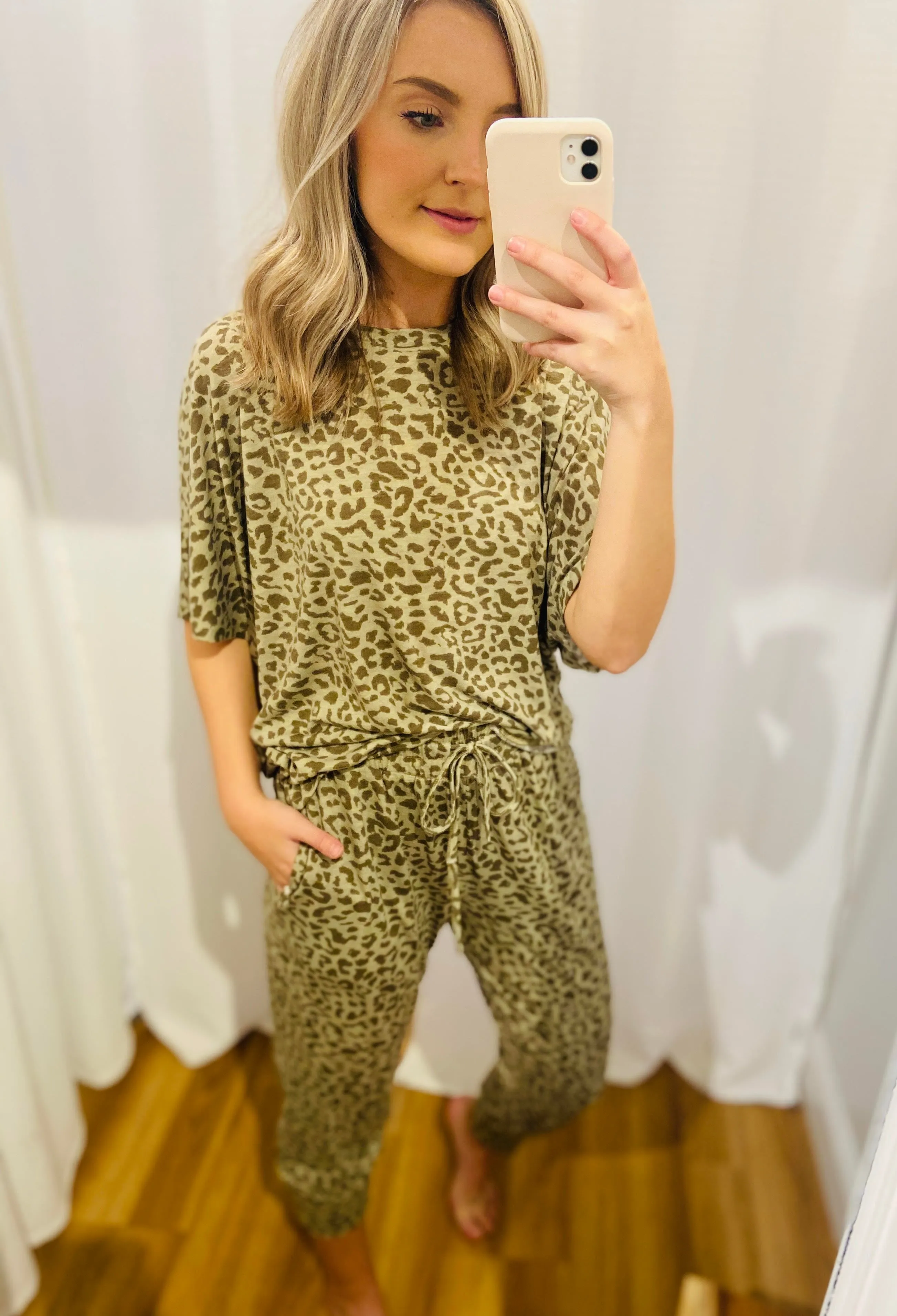 Leopard Olive Lounge Set