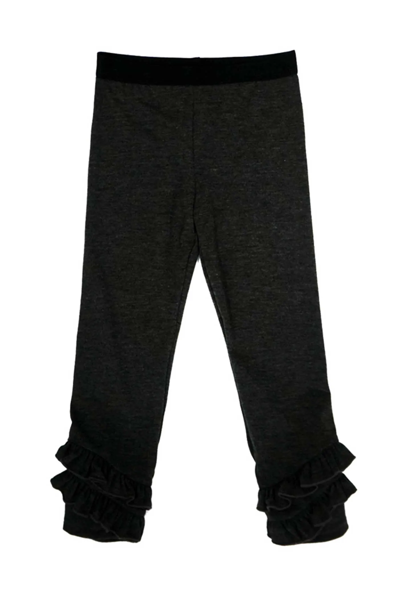 Little Girls Ruffled Black Leggings