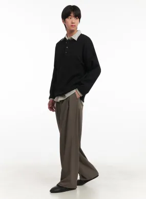 Men's Pintuck Wide-Leg Slacks IA510