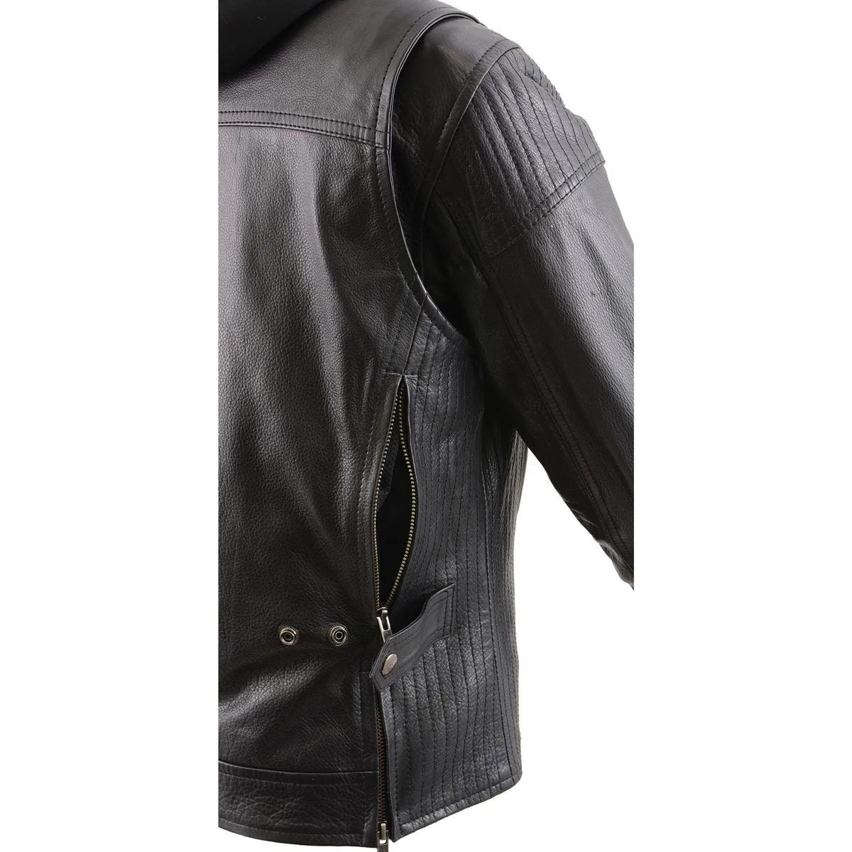 Milwaukee Leather MLL2501 Ladies Vented Racer Leather Jacket with Removable Hoodie Liner