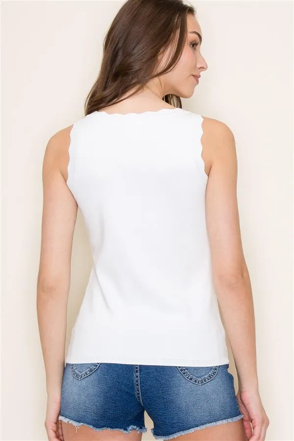 Scalloped Edge Sleeveless Tank FINAL SALE