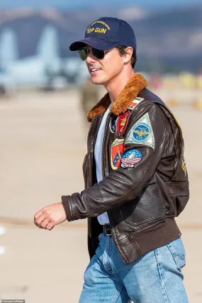 Top Gun Tom Cruise Pete Maverick Pilot Flight Bomber Leather Jacket | B3 Pilot WW2 Brown Aviator Biker Jacket