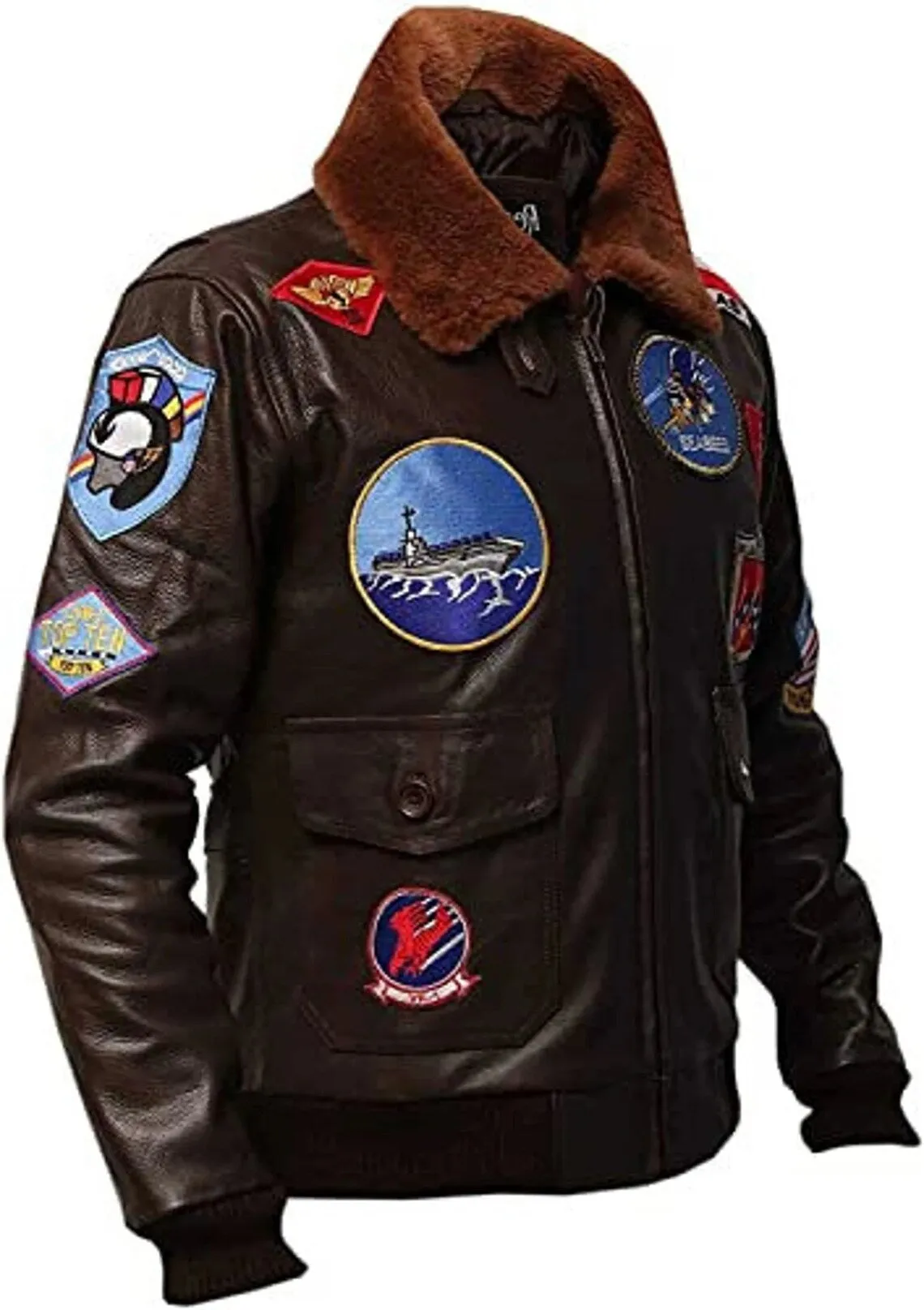 Top Gun Tom Cruise Pete Maverick Pilot Flight Bomber Leather Jacket | B3 Pilot WW2 Brown Aviator Biker Jacket