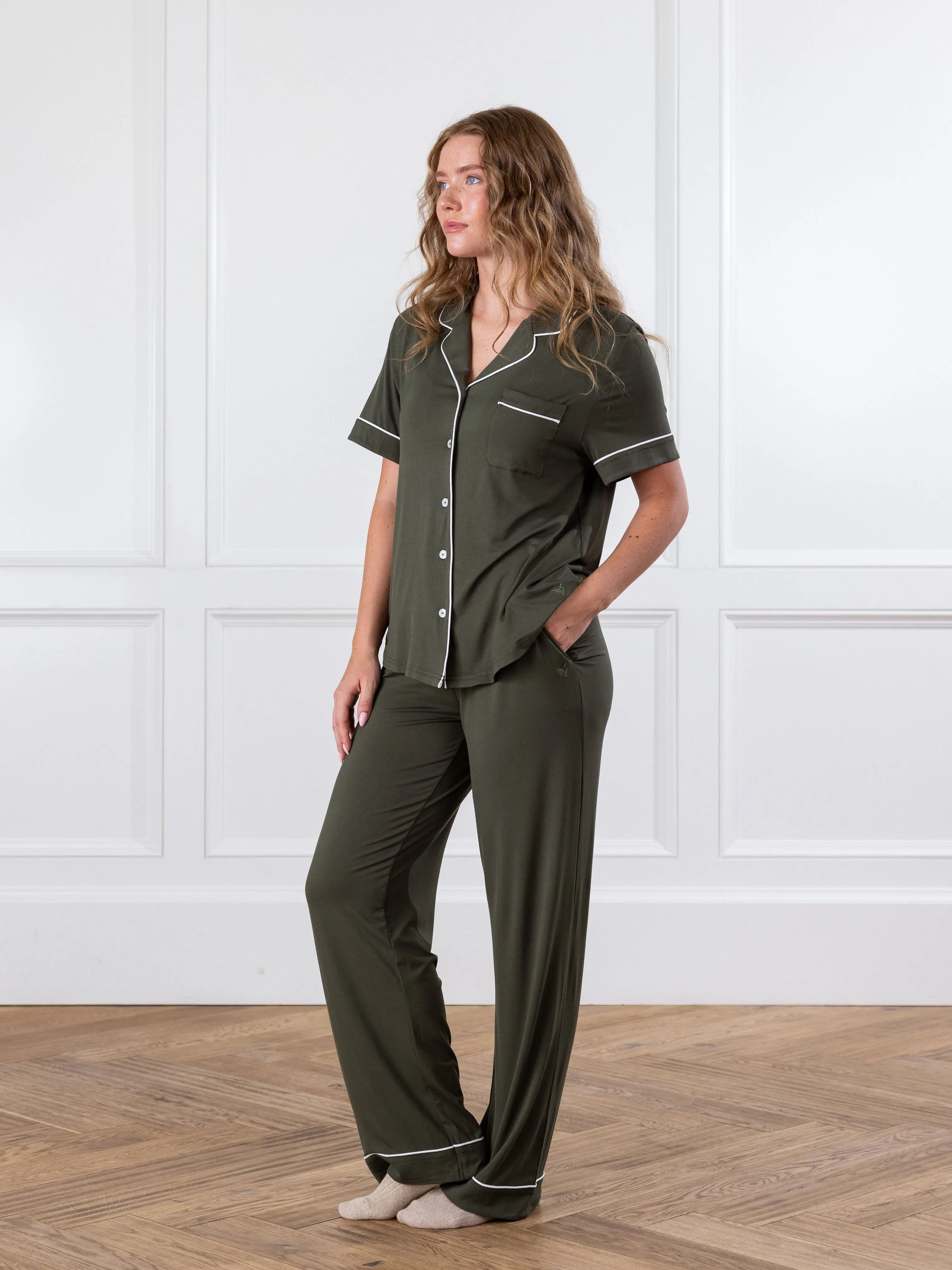 Women's Bamboo Stretch-Knit Short Sleeve & Pant Pajama Set